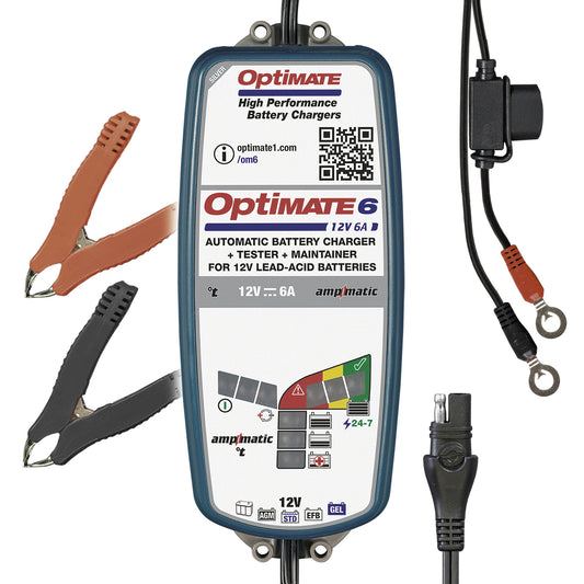 OptiMate 6 Ampmatic : SILVER series 12V 6A lead-acid battery saver, charger, tester & maintainer
