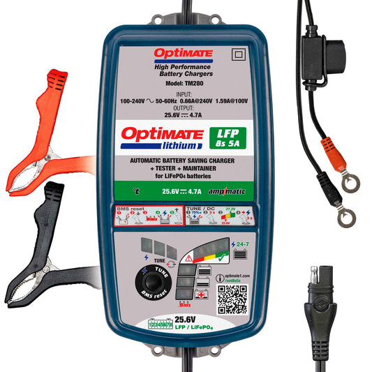 OptiMate Lithium LFP 8s5A : LITHIUM series 25.6 V 5A LiFePO₄ Lithium Battery Saver, Charger, Tester & Maintainer