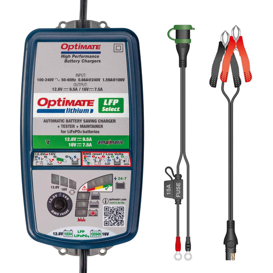 OptiMate Lithium LFP SELECT : LITHIUM series 12.8 V 10A / 16V 7.5A LiFePO₄ Lithium Battery Saver, Charger, Tester & Maintainer