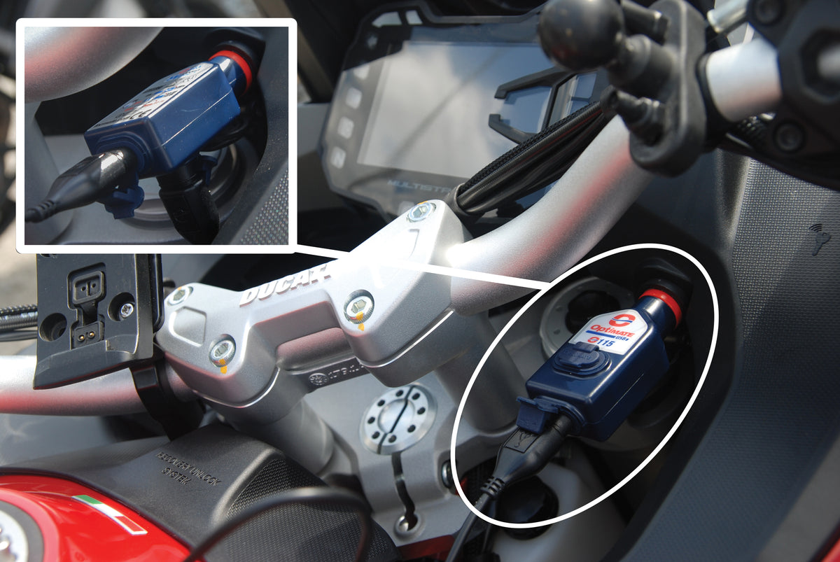 OptiMate 3300mA dual output weatherproof USB charger, with BIKE plug - USB O-115 - Tecmate South Africa