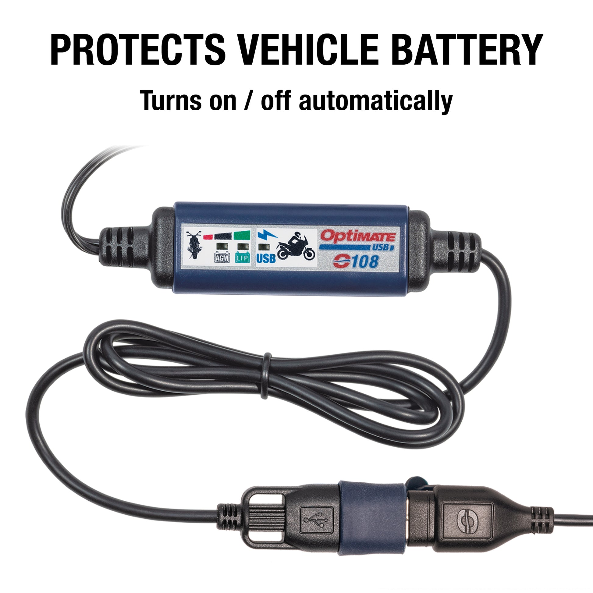 OptiMate Smart In-Line SAE USB Charger (3300mA, 150 cm Cable) - USB O-108v2 - Tecmate South Africa