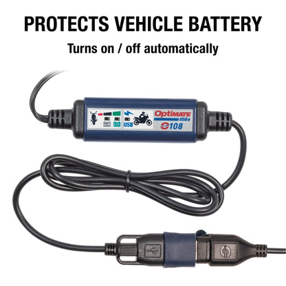 OptiMate Smart In-Line SAE USB Charger (3300mA, 150 cm Cable) - USB O-108v2 - Tecmate South Africa