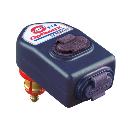 OptiMate – Dual 90° USB Charger for DIN / BIKE Socket (3300mA, USB-A + USB-C) - USB O-114