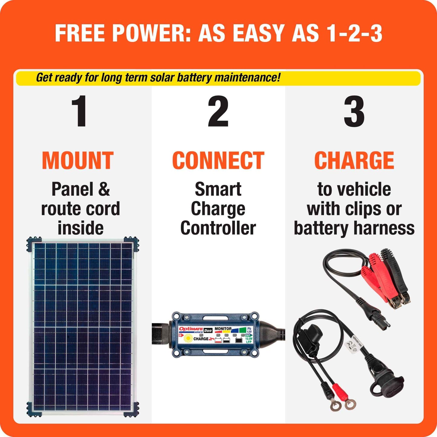 OptiMate Solar DUO TM522-D4: OFF-GRID series 40W Solar 12V lead-acid and lithium Battery Charger & Maintainer