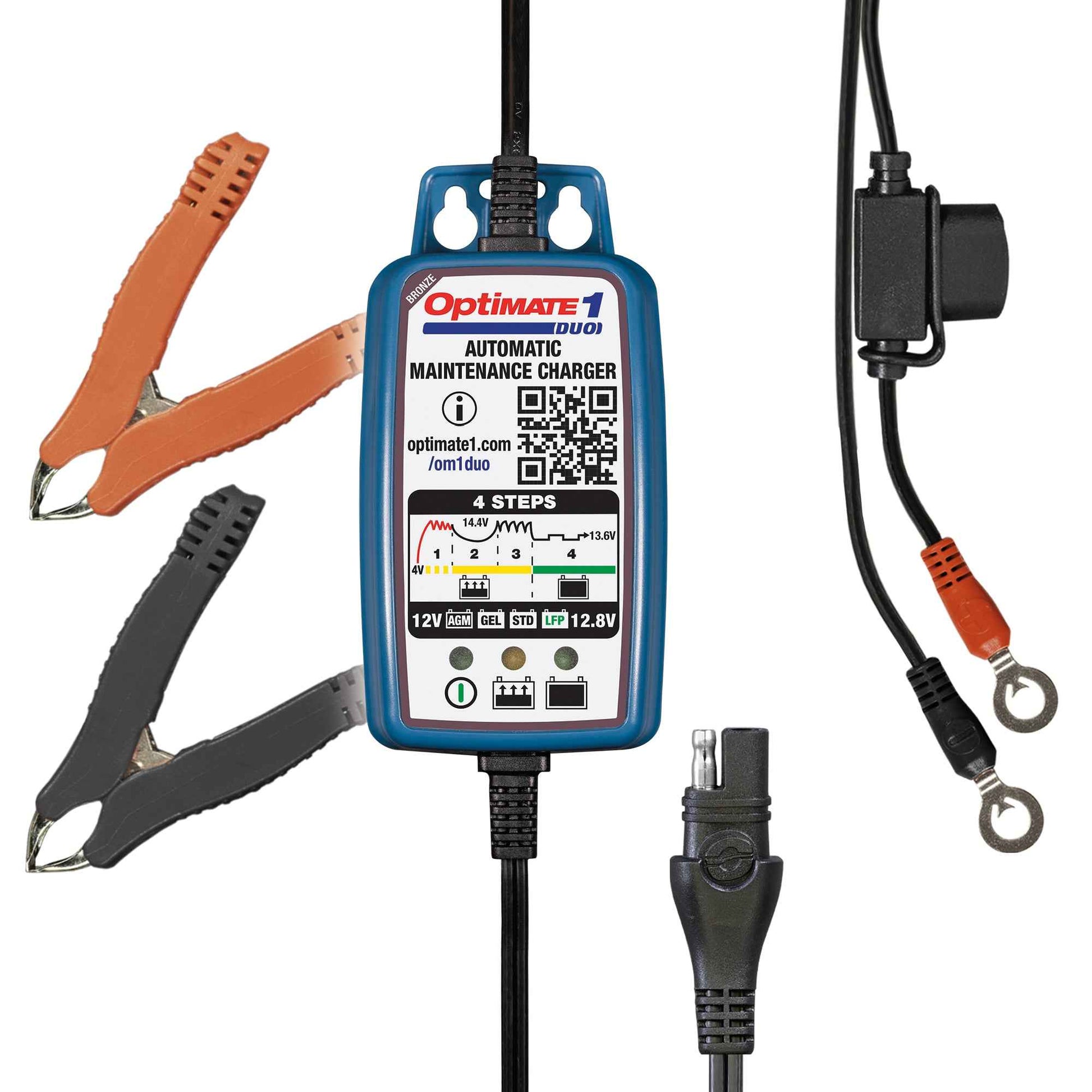 OptiMate 1 DUO : BRONZE series 12V 0.6A lead-acid & lithium motorcycle battery charger & maintainer