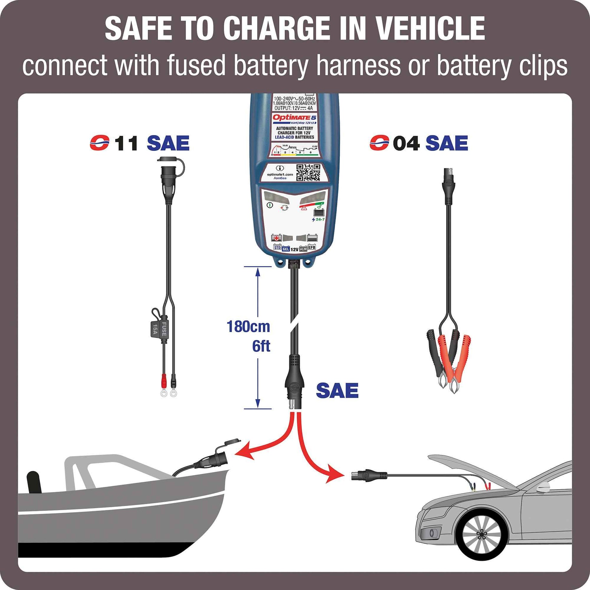 OptiMate 5 Start-Stop : BRONZE series 12V 4A battery charger, tester & maintainer