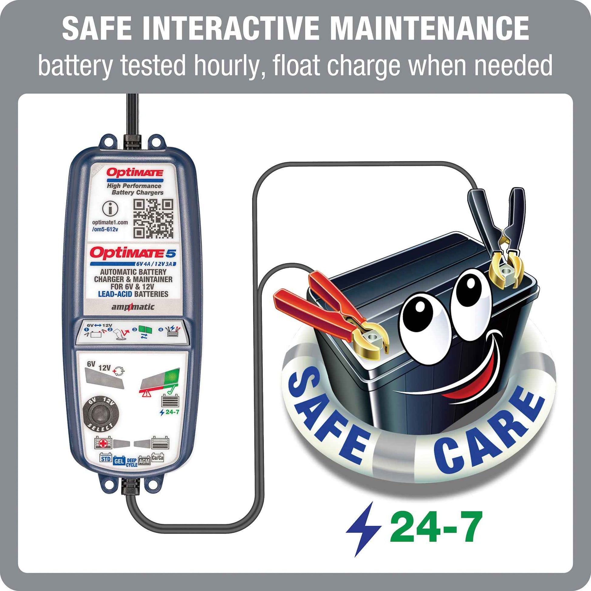 OptiMate 5 Select: SILVER series 6V 4A / 12V 3A lead-acid battery saver, charger, tester & maintainer