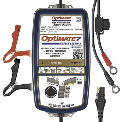 OptiMate 7 Select: GOLD series 12V 10A battery saver, charger, tester & maintainer