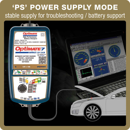 OptiMate 7 Select: GOLD series 12V 10A battery saver, charger, tester & maintainer