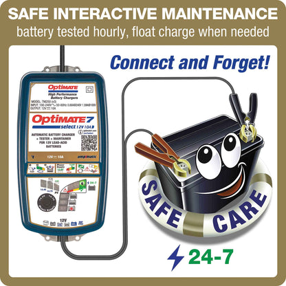 OptiMate 7 Select: GOLD series 12V 10A battery saver, charger, tester & maintainer