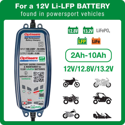 OptiMate Lithium LFP 4s1A: LITHIUM series 12.8 V 0.8A LiFePO₄ Lithium Battery Saver, Charger, Tester & Maintainer