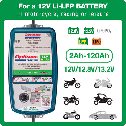 OptiMate Lithium LFP 4s10A: LITHIUM series 12.8 V 10A LiFePO₄ Lithium Battery Saver, Charger, Tester & Maintainer