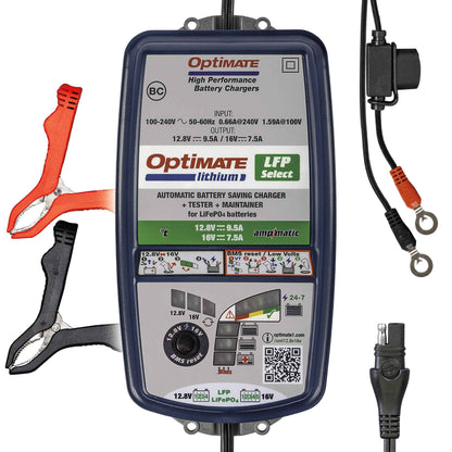 OptiMate Lithium LFP SELECT : LITHIUM series 12.8 V 10A / 16V 7.5A LiFePO₄ Lithium Battery Saver, Charger, Tester & Maintainer