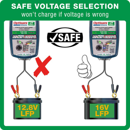 OptiMate Lithium LFP SELECT : LITHIUM series 12.8 V 10A / 16V 7.5A LiFePO₄ Lithium Battery Saver, Charger, Tester & Maintainer