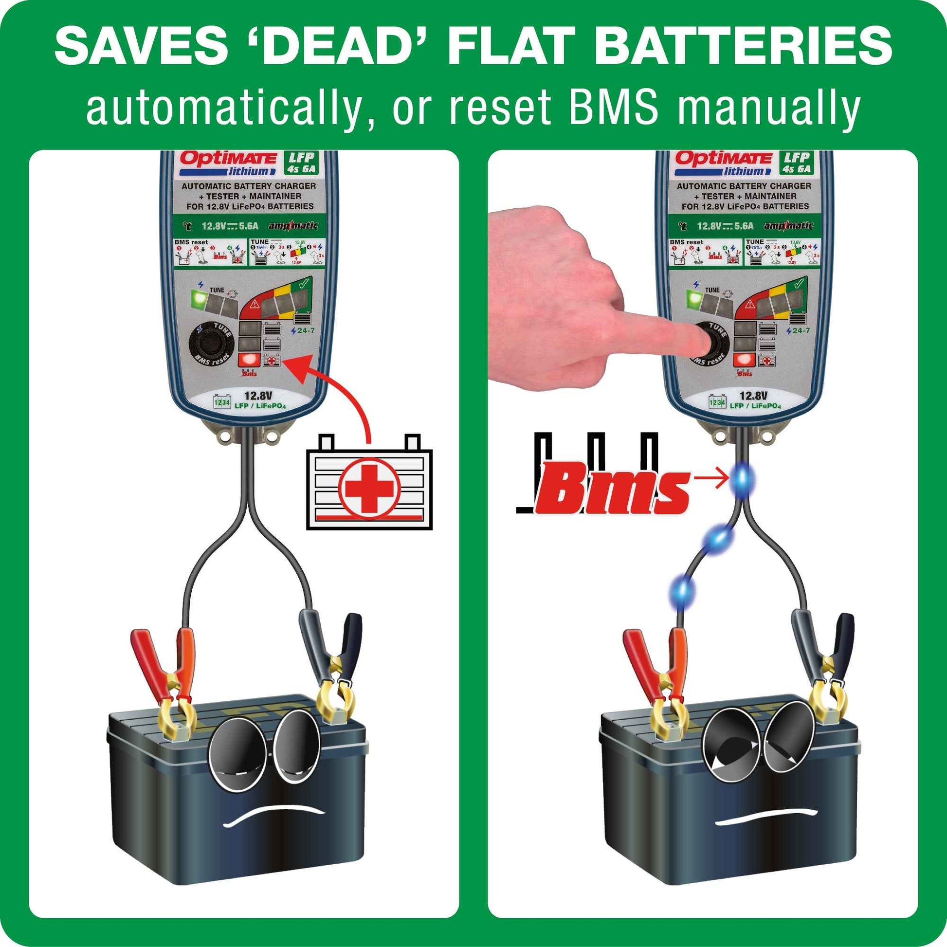 OptiMate Lithium LFP 4s6A : LITHIUM series 12.8 V 6A LiFePO₄ Lithium Battery Charger, Saver, Tester & Maintainer
