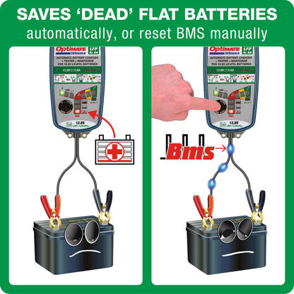 OptiMate Lithium LFP 4s6A : LITHIUM series 12.8 V 6A LiFePO₄ Lithium Battery Charger, Saver, Tester & Maintainer
