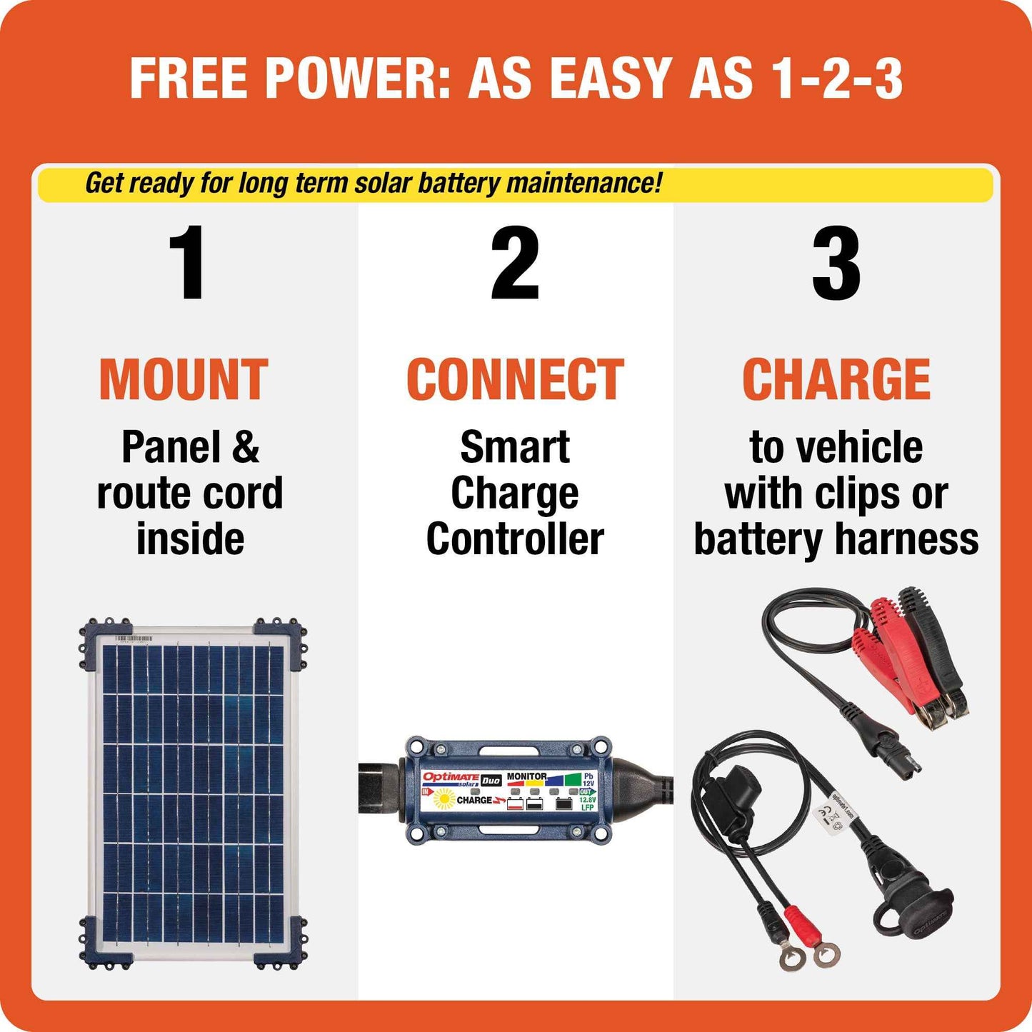 OptiMate Solar DUO TM522-D1: OFF-GRID series 10W Solar 12V lead-acid and lithium Battery Charger & Maintainer