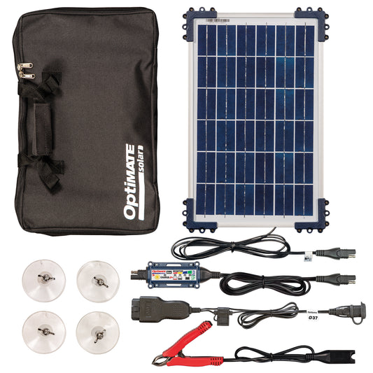 OptiMate Solar DUO 10W Car Kit – Smart Solar Battery Charger & Maintenance 12V with OBDII Adapter – Safe Battery Maintenance for Car, Motorhome, ATV, Motor & Jet Ski – Water Resistant System - Tecmate South Africa