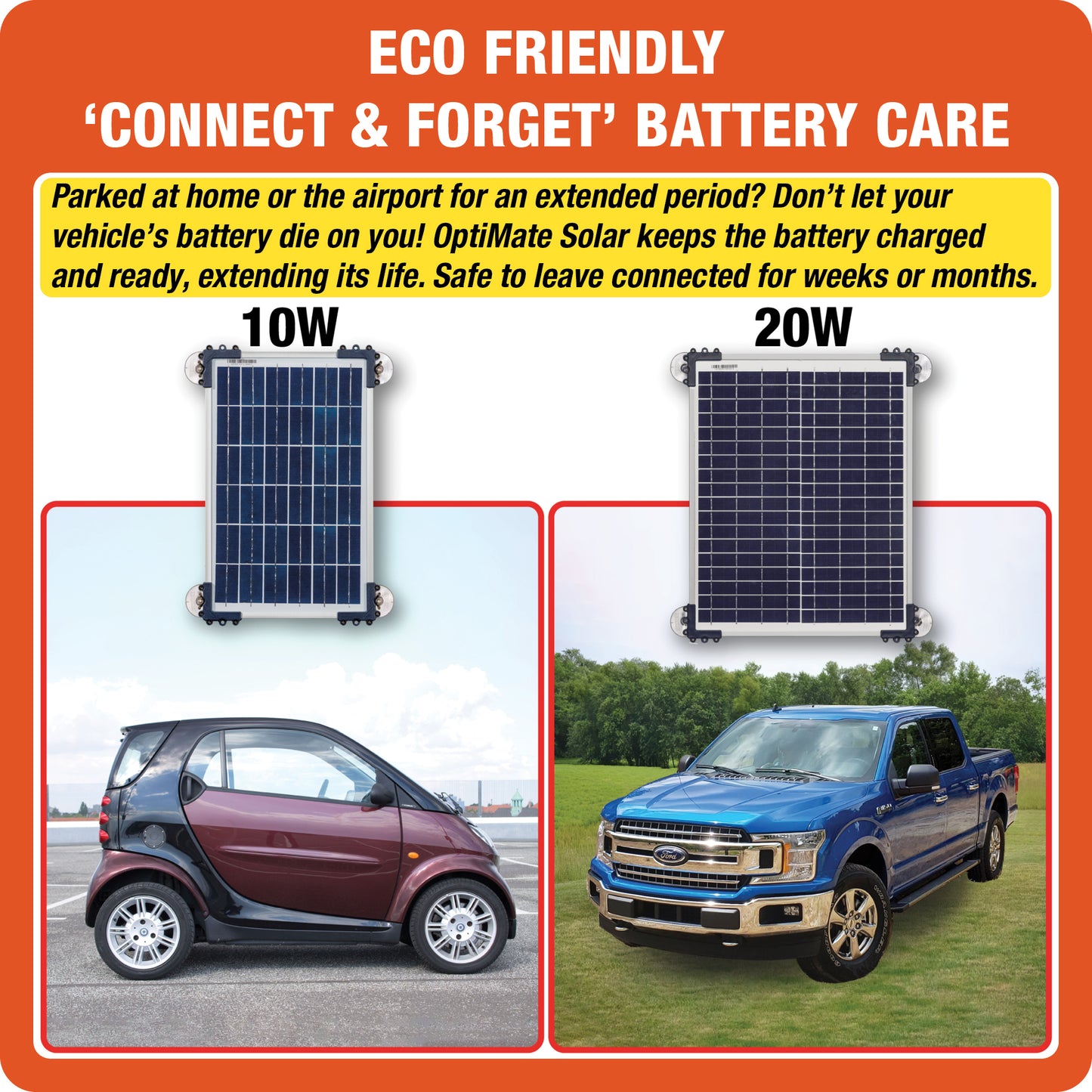 OptiMate Solar DUO 10W Car Kit – Smart Solar Battery Charger & Maintenance 12V with OBDII Adapter – Safe Battery Maintenance for Car, Motorhome, ATV, Motor & Jet Ski – Water Resistant System - Tecmate South Africa