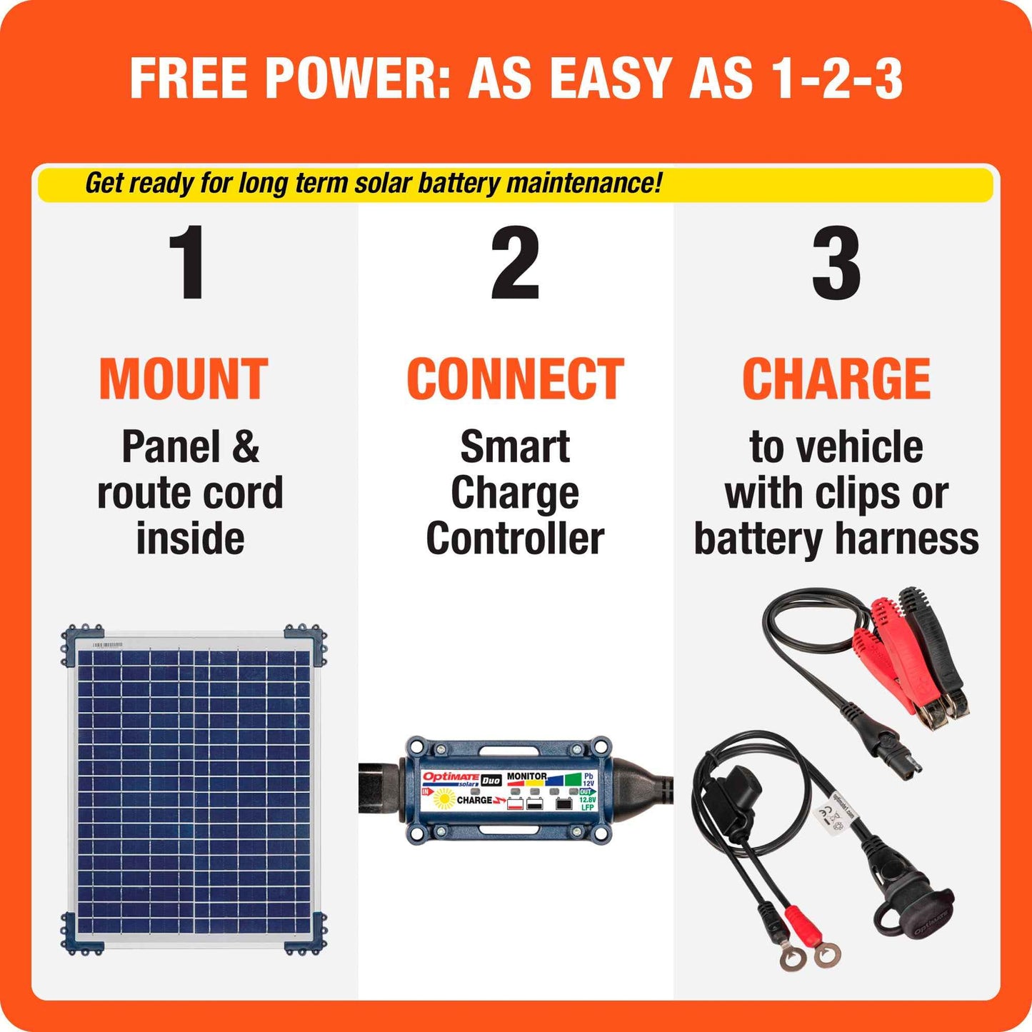 OptiMate Solar DUO TM522-D2: OFF-GRID series 20W Solar 12V lead-acid and lithium Battery Charger & Maintainer