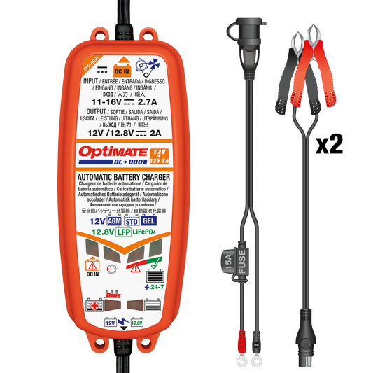OptiMate DC-DUO : OFF-GRID series 12V 2A DC-DC lead-acid & lithium battery charger & maintainer