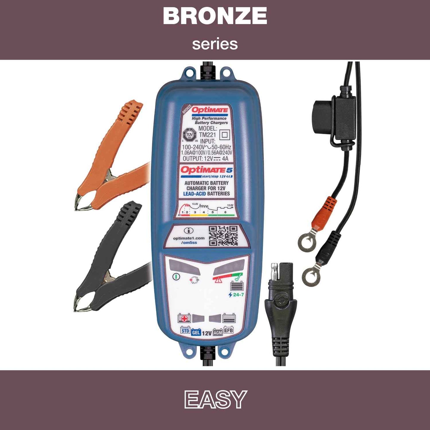 OptiMate 5 Start-Stop : BRONZE series 12V 4A battery charger, tester & maintainer