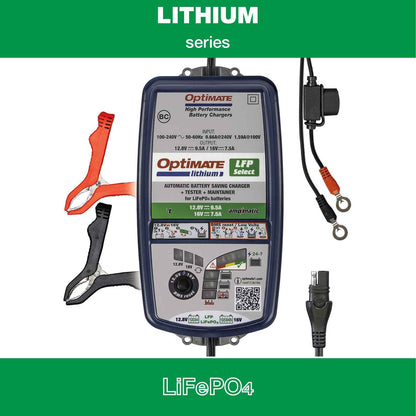 OptiMate Lithium LFP SELECT : LITHIUM series 12.8 V 10A / 16V 7.5A LiFePO₄ Lithium Battery Saver, Charger, Tester & Maintainer