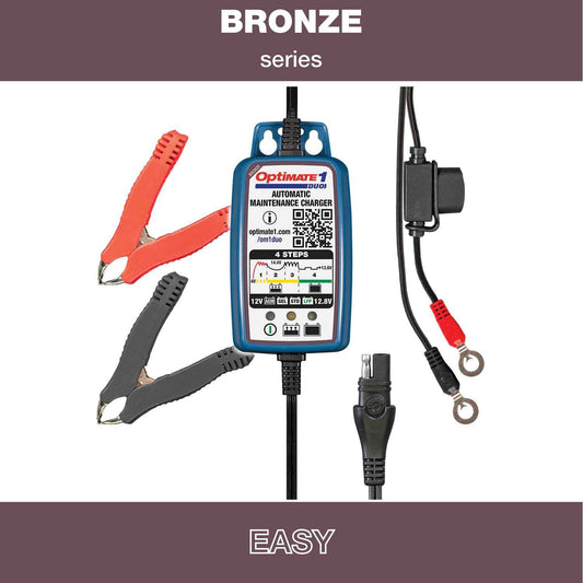 OptiMate 1 DUO : BRONZE series 12V 0.6A lead-acid & lithium motorcycle battery charger & maintainer