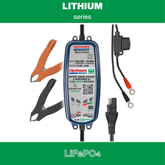 OptiMate Lithium LFP 4s1A: LITHIUM series 12.8 V 0.8A LiFePO₄ Lithium Battery Saver, Charger, Tester & Maintainer
