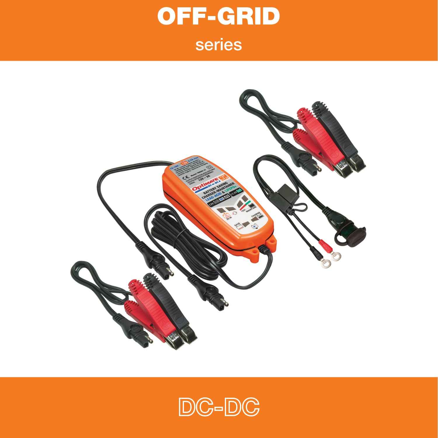 OptiMate DC-DUO : OFF-GRID series 12V 2A DC-DC lead-acid & lithium battery charger & maintainer