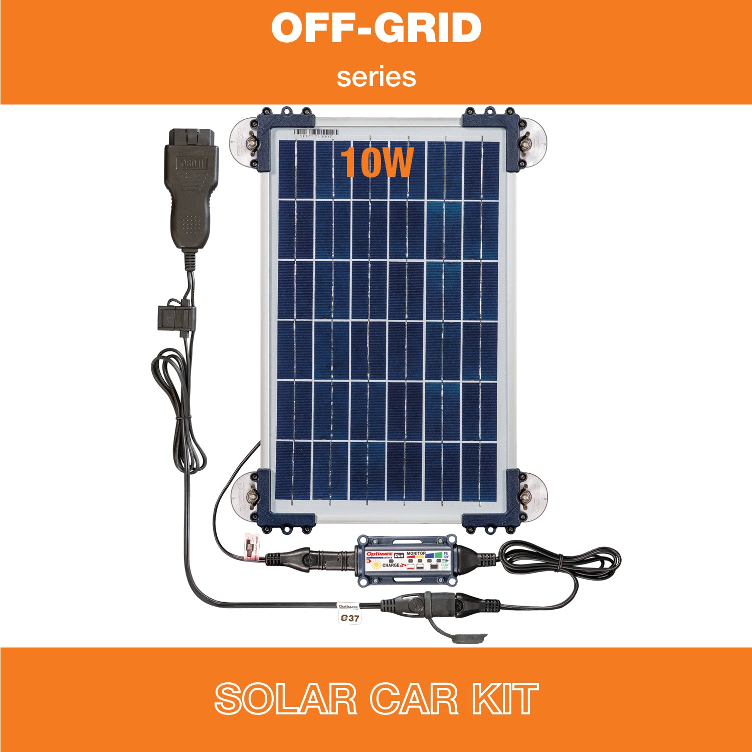 OptiMate Solar DUO 10W Car Kit – Smart Solar Battery Charger & Maintenance 12V with OBDII Adapter – Safe Battery Maintenance for Car, Motorhome, ATV, Motor & Jet Ski – Water Resistant System - Tecmate South Africa