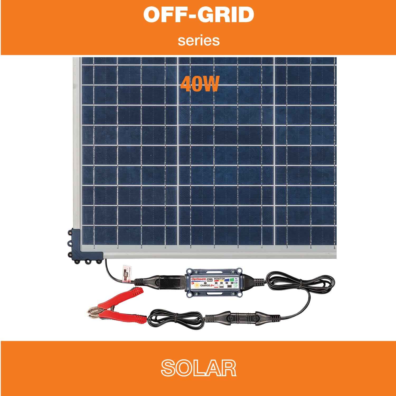 OptiMate Solar DUO TM522-D4: OFF-GRID series 40W Solar 12V lead-acid and lithium Battery Charger & Maintainer