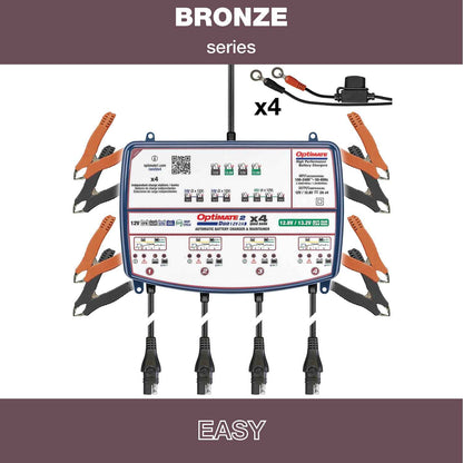 OptiMate 2 DUO x 4 BANK: BRONZE series 12V 2A lead-acid & lithium battery charger & maintainer x 4