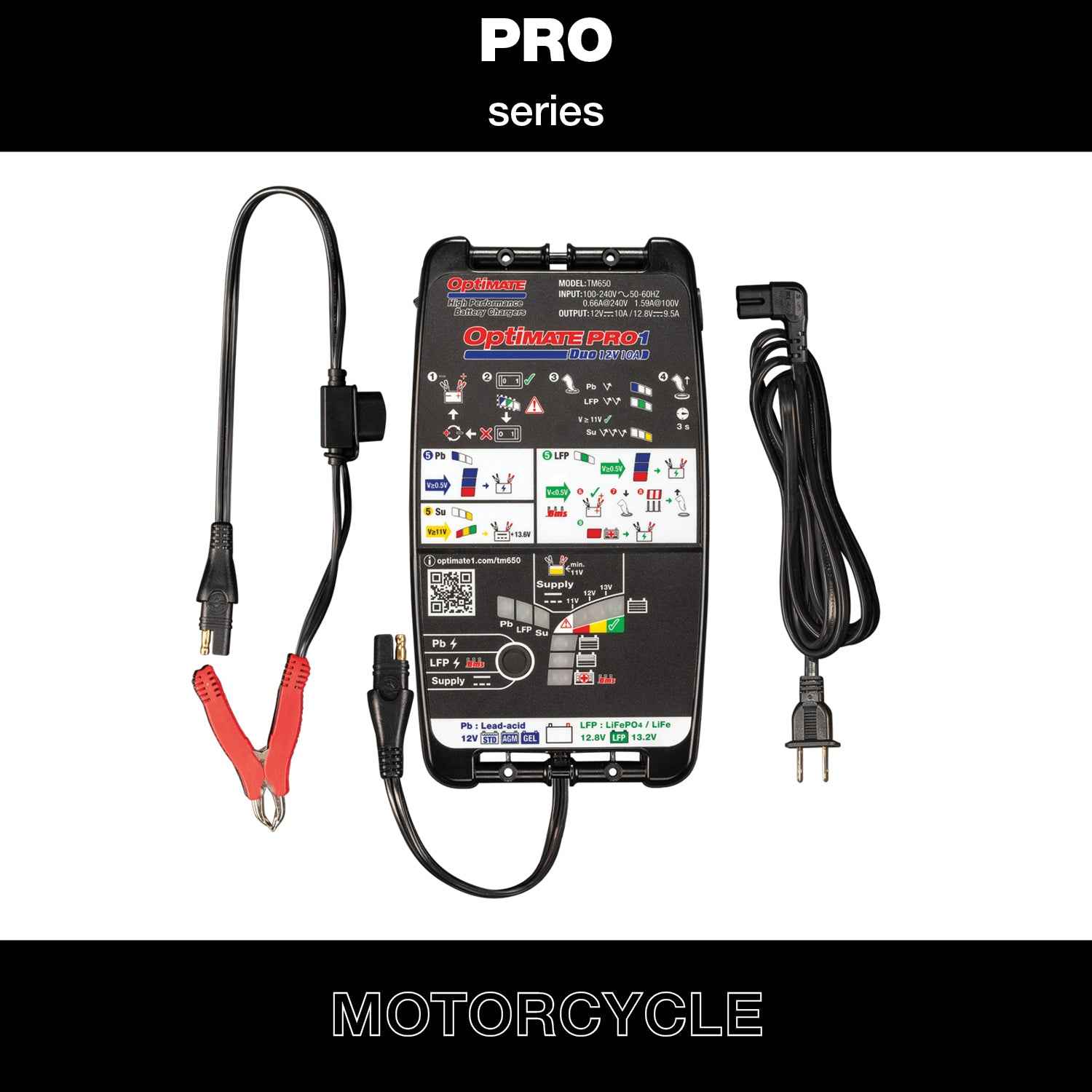 OptiMate PRO 1 DUO – Workshop-Grade 12V Charger for Lead-Acid & Lithium Batteries - TM650VDE